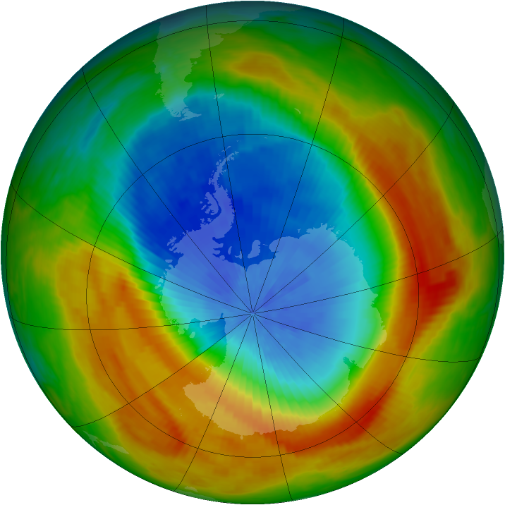 Antarctic ozone map for 23 October 1988